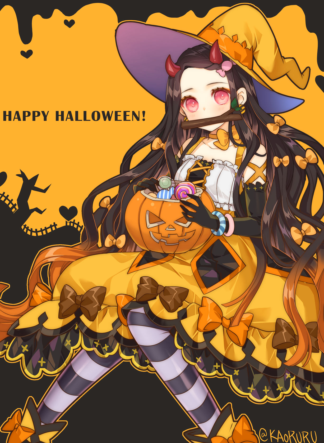 atobesakunolove kimetsu no yaiba kamado nezuko dress halloween horns